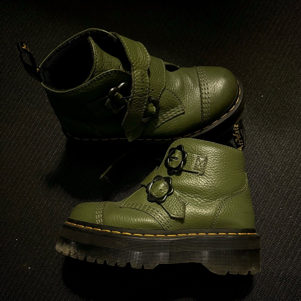 Dr. Martens Green Platform Shoes